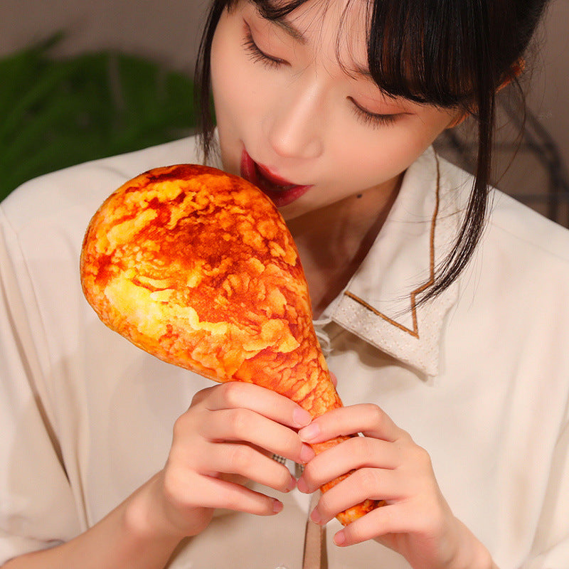 Creative Printed Chicken Drumstick Pillow, Realistic Food Design, Soft Cushion for Sofa, Living Room Decorative Pillow