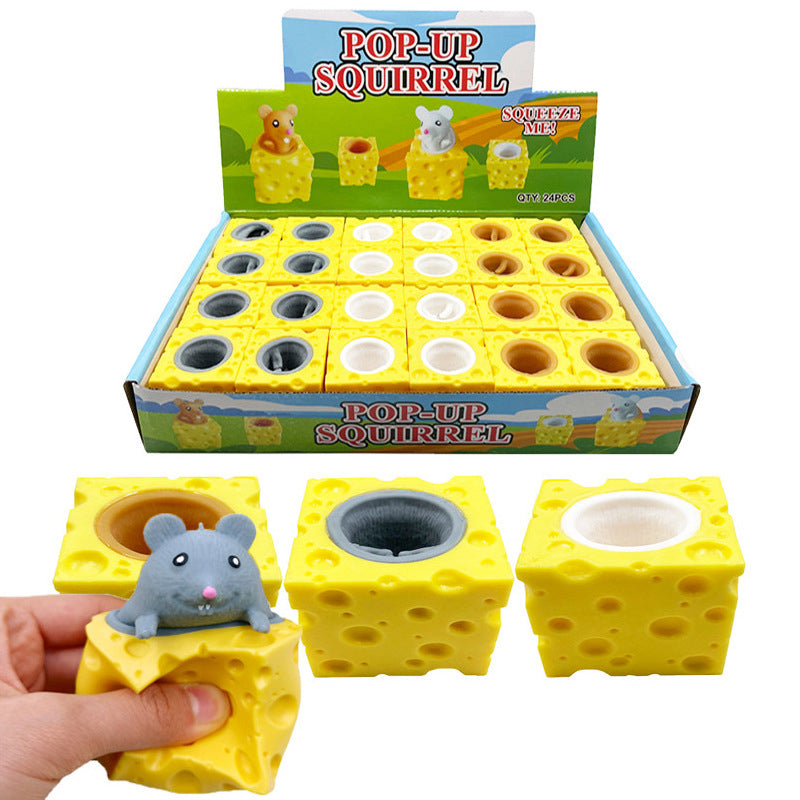 Creative Decompression Cute Cheese Mouse Cup Pinching And Squeezing Squirrel Cup Decompression Toy