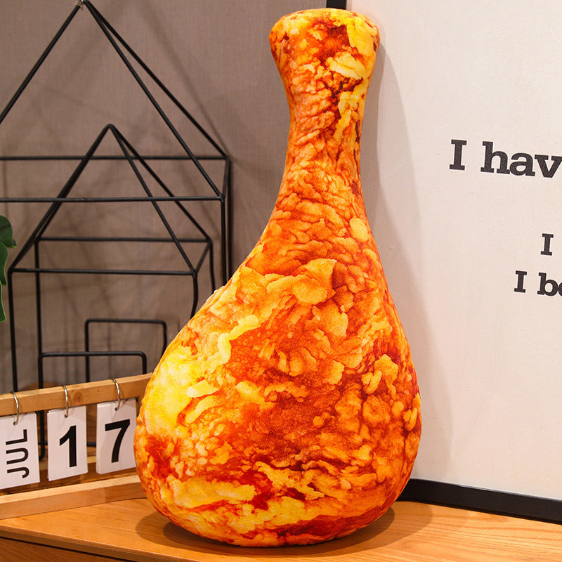 Creative Printed Chicken Drumstick Pillow, Realistic Food Design, Soft Cushion for Sofa, Living Room Decorative Pillow