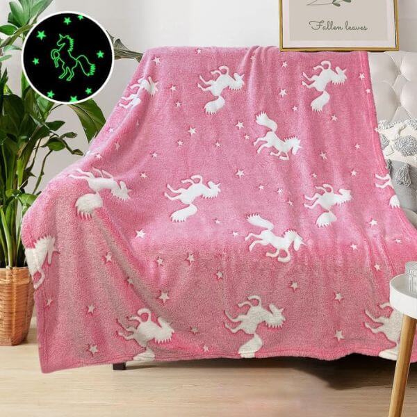 Glow In The Dark Pink Unicorn Blanket
