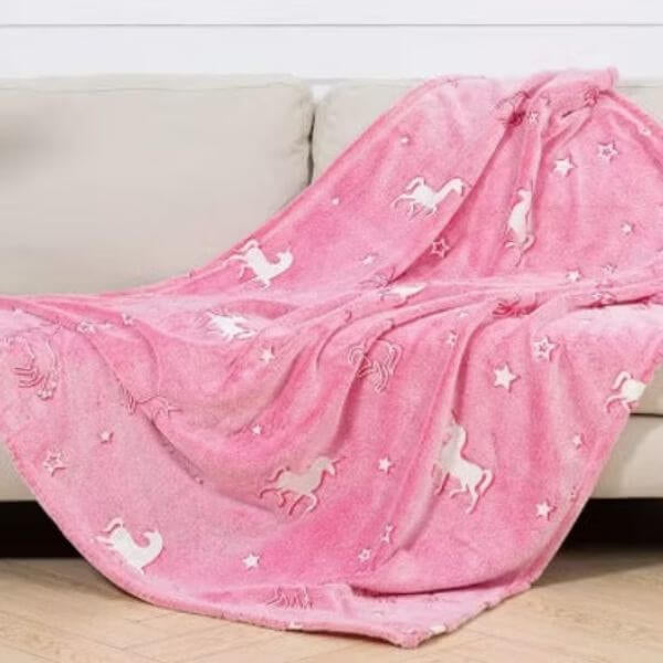 Glow In The Dark Pink Unicorn Blanket