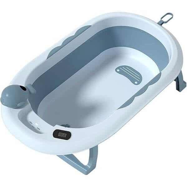 Foldable Baby Bathtub With Thermometer And Anti-Slip Design