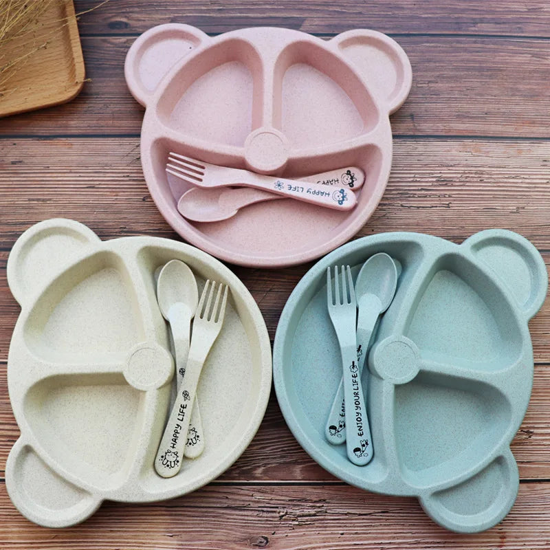 3Pcs/Set Baby Food Bear : Bowl Spoon Fork