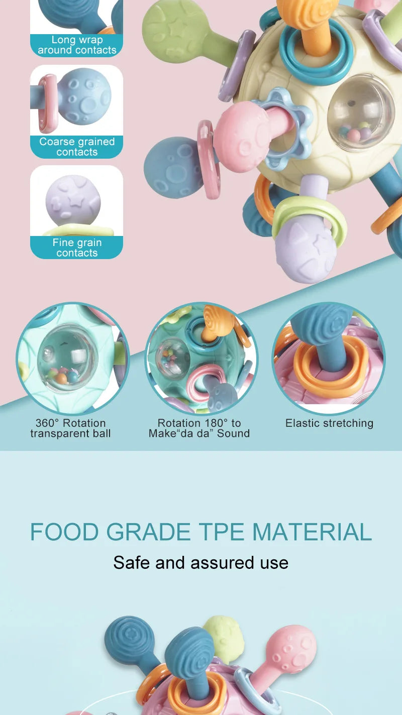 Rotating Rattle Ball Grasping Activity Baby Development Toy