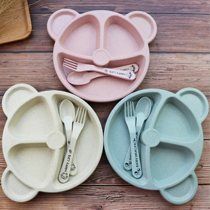 3Pcs/Set Baby Food Bear : Bowl Spoon Fork