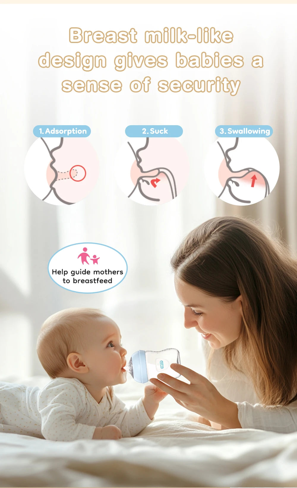 Baby PP Bottle 150/240/330ML Newborn Baby Bottle with Handle BPA Free