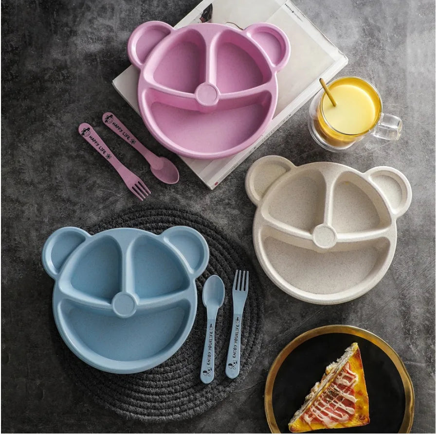 3Pcs/Set Baby Food Bear : Bowl Spoon Fork