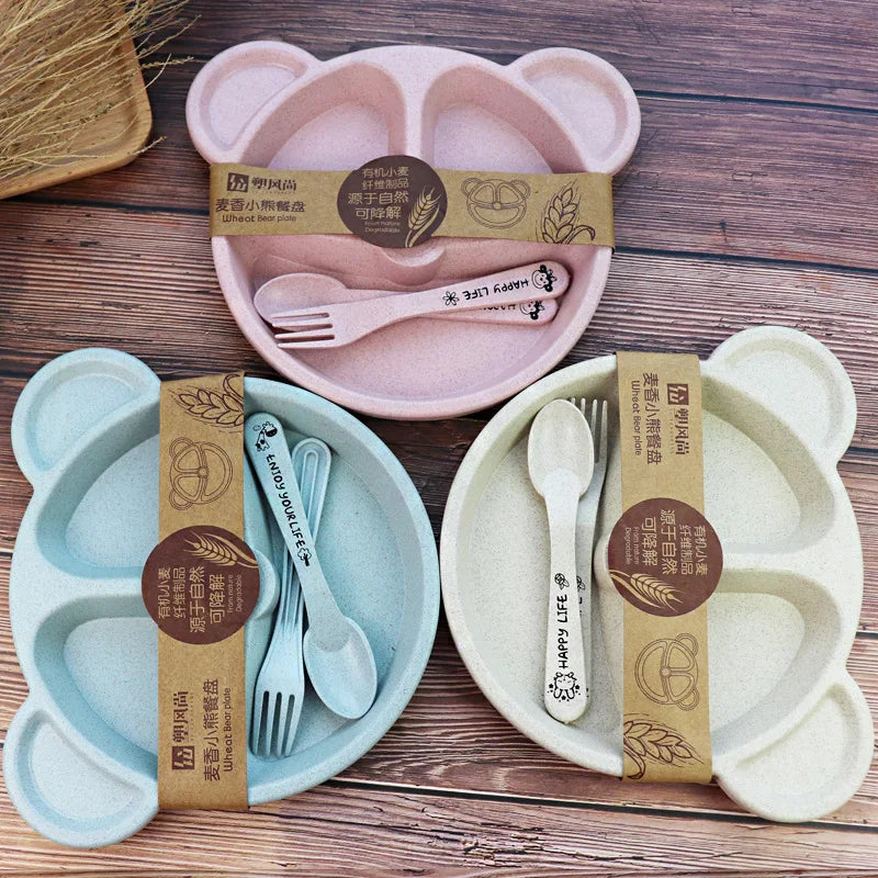 3Pcs/Set Baby Food Bear : Bowl Spoon Fork