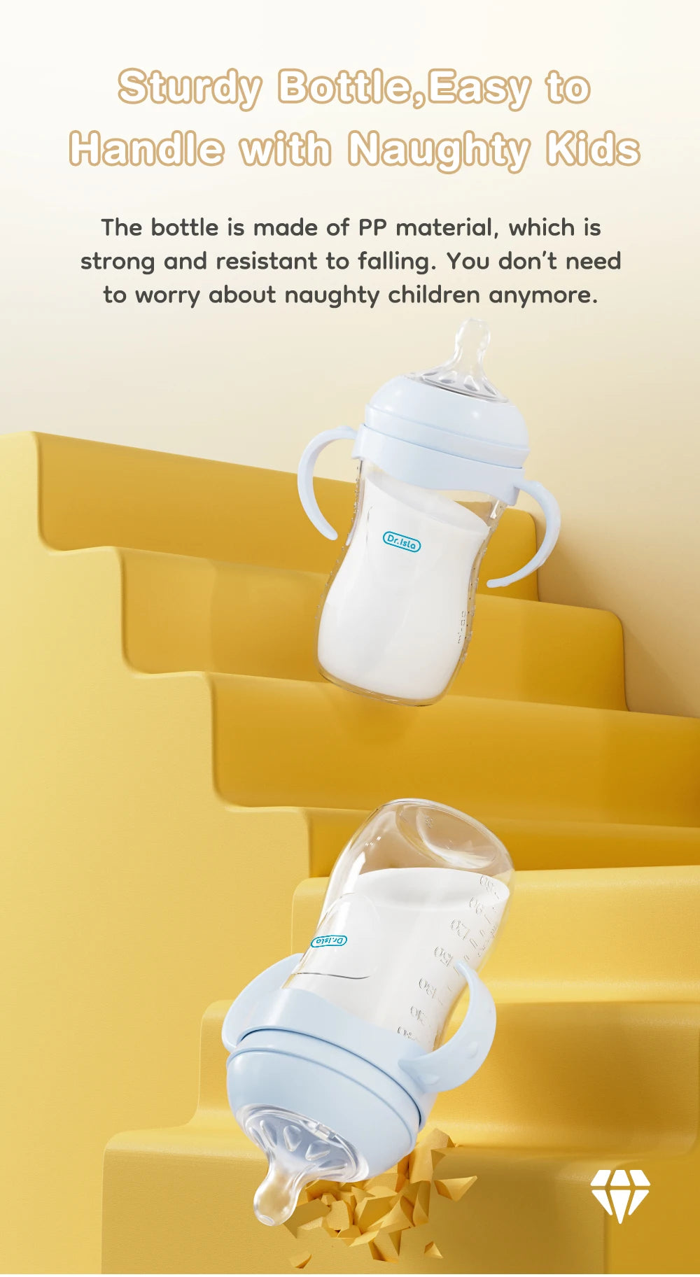 Baby PP Bottle 150/240/330ML Newborn Baby Bottle with Handle BPA Free