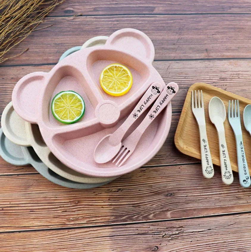 3Pcs/Set Baby Food Bear : Bowl Spoon Fork