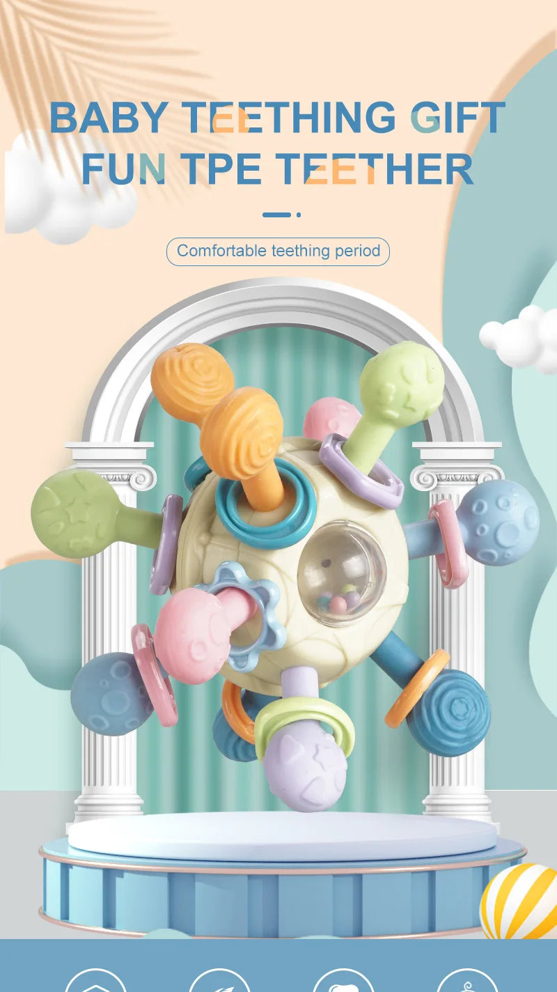 Rotating Rattle Ball Grasping Activity Baby Development Toy