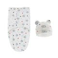 100% Organic Cotton Baby Swaddle Blanket Wrap Hat Set