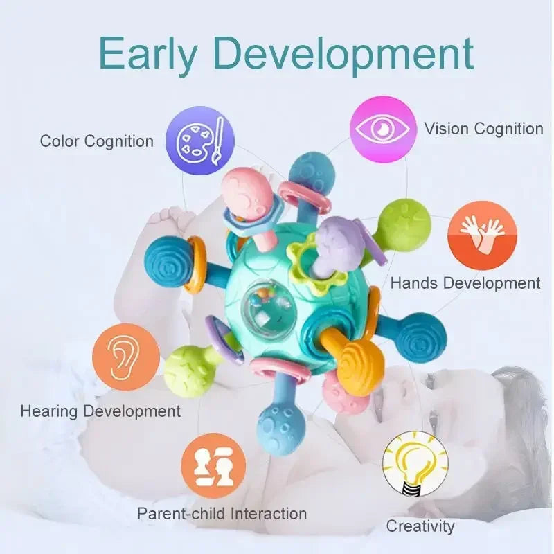 Rotating Rattle Ball Grasping Activity Baby Development Toy