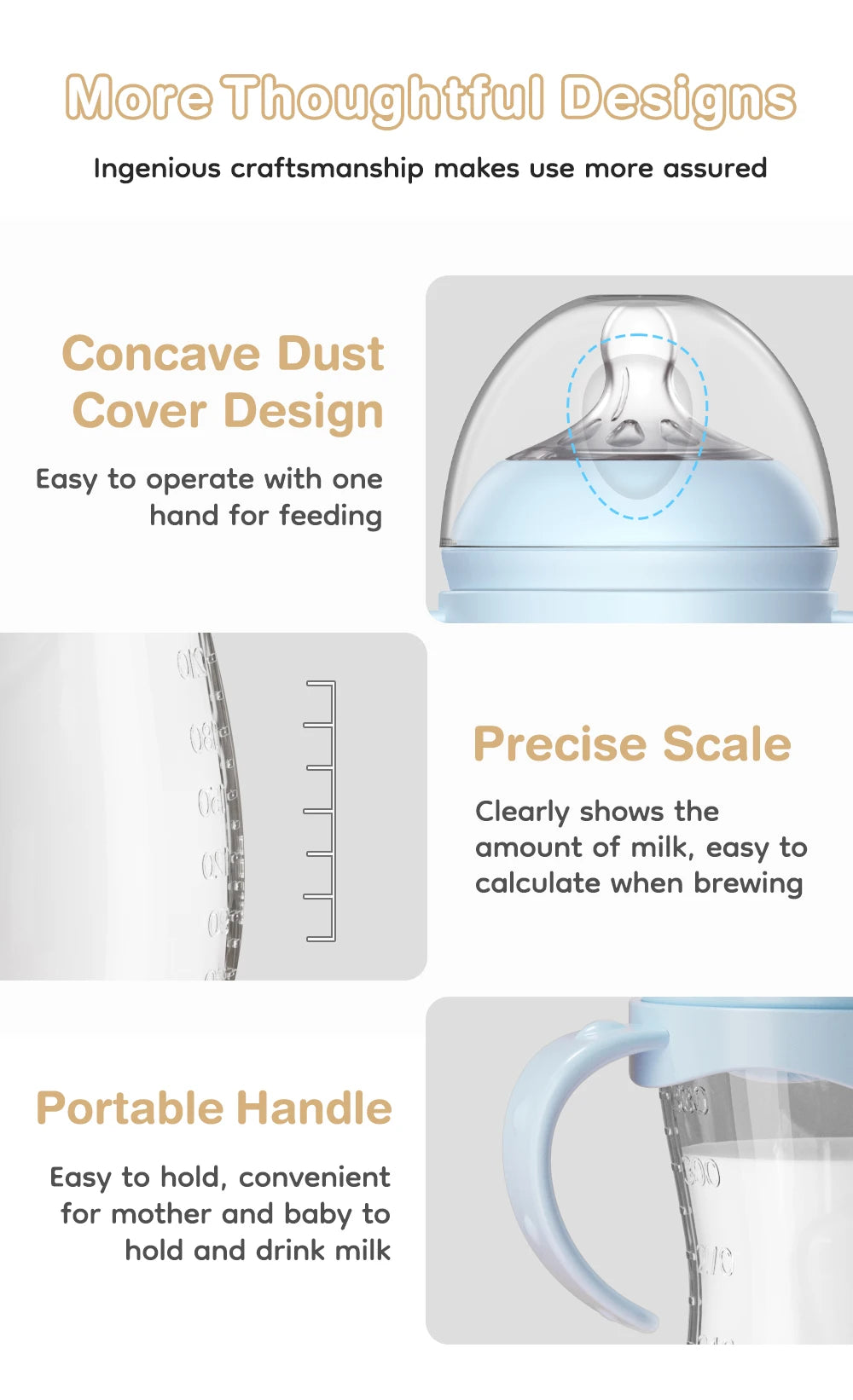 Baby PP Bottle 150/240/330ML Newborn Baby Bottle with Handle BPA Free