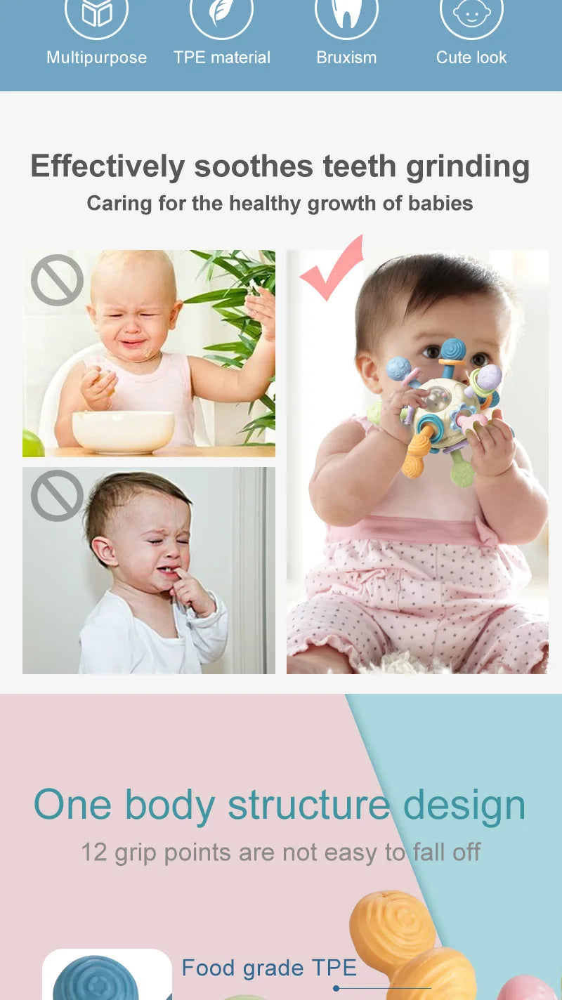 Rotating Rattle Ball Grasping Activity Baby Development Toy