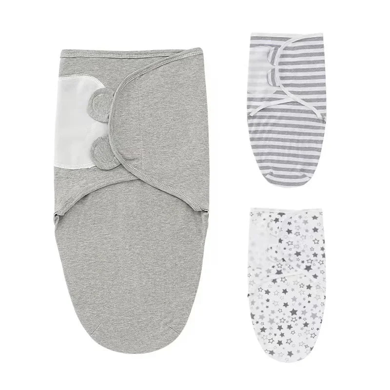 100% Organic Cotton Baby Swaddle Blanket Wrap Hat Set