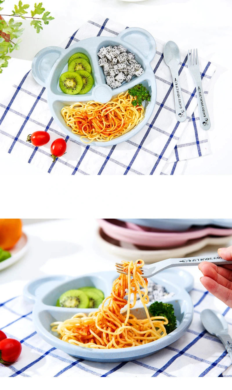 3Pcs/Set Baby Food Bear : Bowl Spoon Fork